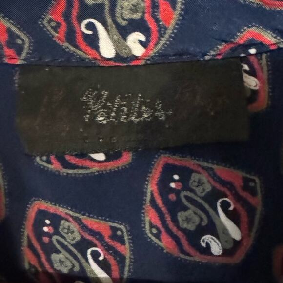 Vintage 80s Petite Plus Navy Polyester Pleated Shirt Dress - Picture 5 of 7